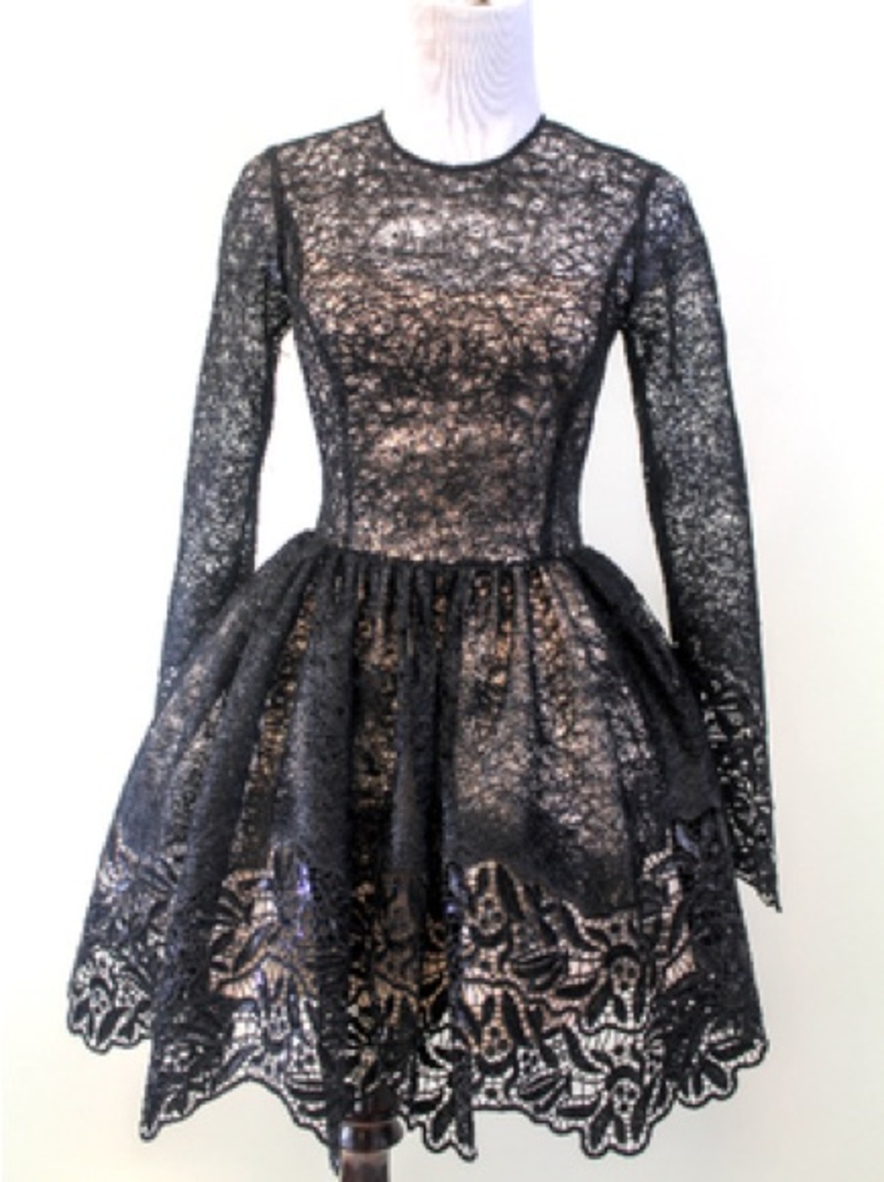 ALEXIS Malin Long-Sleeve Lace Mini Dress Black Medium